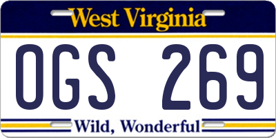 WV license plate OGS269