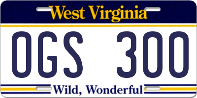 WV license plate OGS300