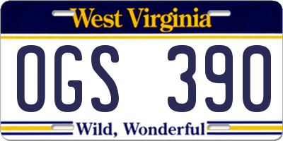 WV license plate OGS390