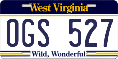 WV license plate OGS527