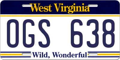 WV license plate OGS638