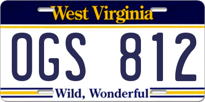 WV license plate OGS812