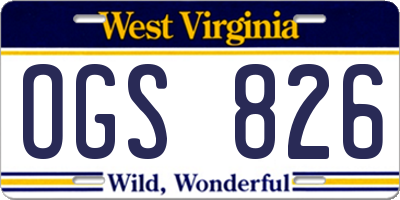 WV license plate OGS826