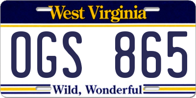 WV license plate OGS865