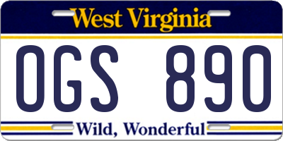 WV license plate OGS890