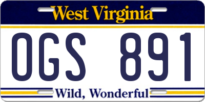 WV license plate OGS891