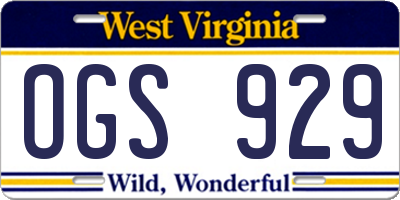WV license plate OGS929