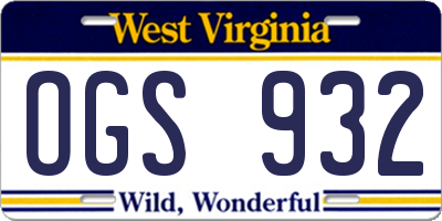 WV license plate OGS932