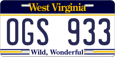 WV license plate OGS933
