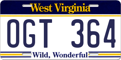 WV license plate OGT364