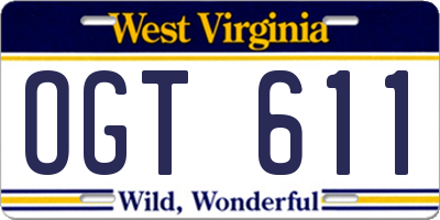 WV license plate OGT611
