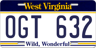 WV license plate OGT632