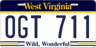 WV license plate OGT711