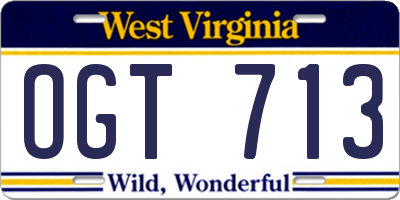 WV license plate OGT713