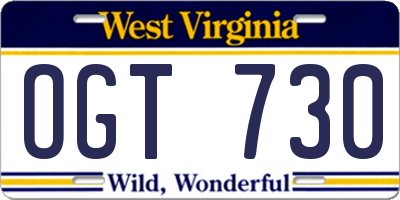 WV license plate OGT730