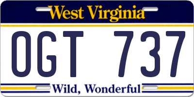 WV license plate OGT737
