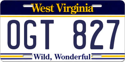 WV license plate OGT827