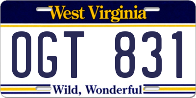 WV license plate OGT831