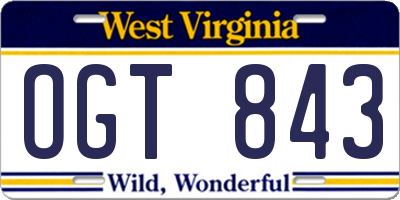 WV license plate OGT843