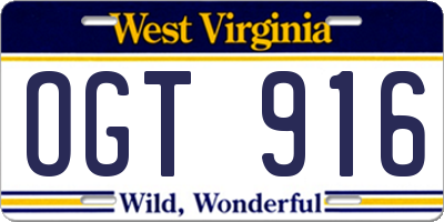 WV license plate OGT916