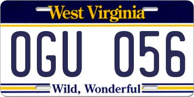 WV license plate OGU056
