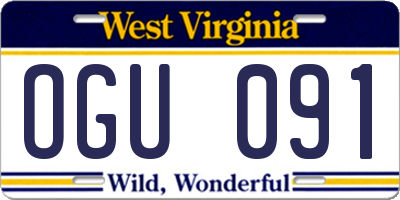 WV license plate OGU091