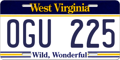 WV license plate OGU225
