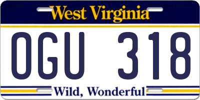 WV license plate OGU318