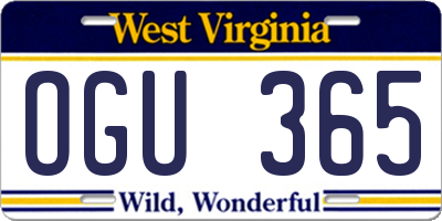 WV license plate OGU365