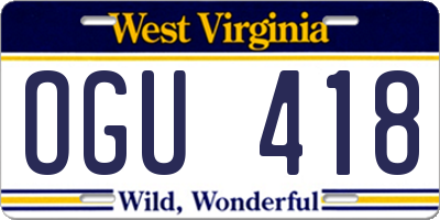 WV license plate OGU418