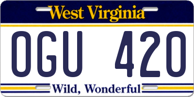 WV license plate OGU420