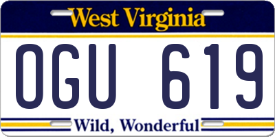 WV license plate OGU619
