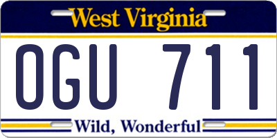 WV license plate OGU711