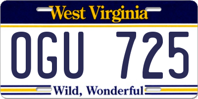 WV license plate OGU725