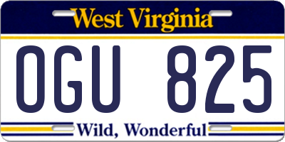 WV license plate OGU825