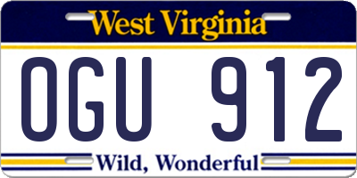 WV license plate OGU912