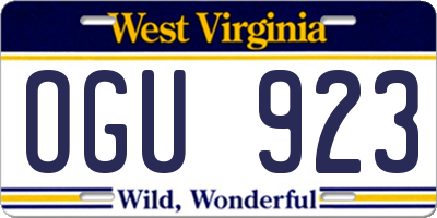WV license plate OGU923