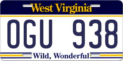 WV license plate OGU938