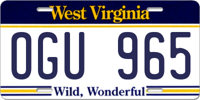 WV license plate OGU965