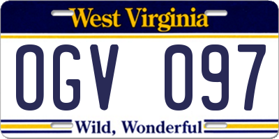 WV license plate OGV097