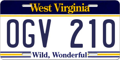 WV license plate OGV210