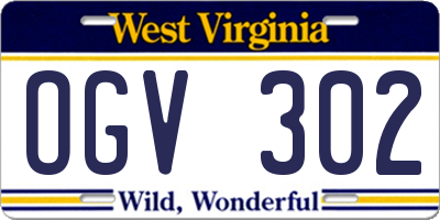 WV license plate OGV302