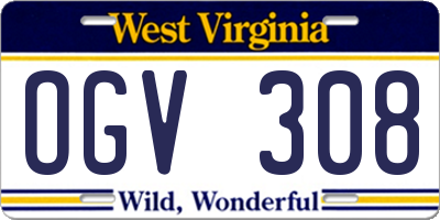 WV license plate OGV308