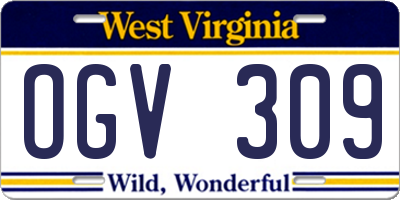 WV license plate OGV309