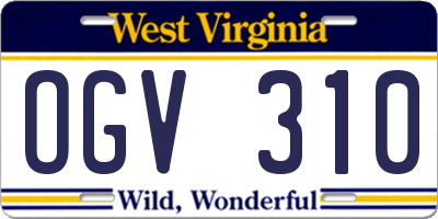 WV license plate OGV310