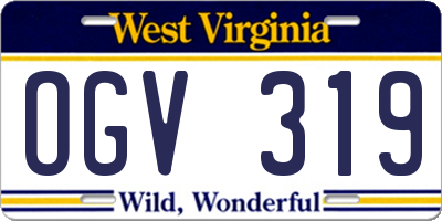 WV license plate OGV319