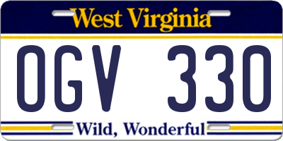 WV license plate OGV330