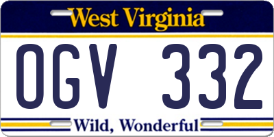 WV license plate OGV332