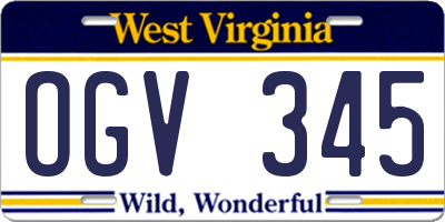 WV license plate OGV345