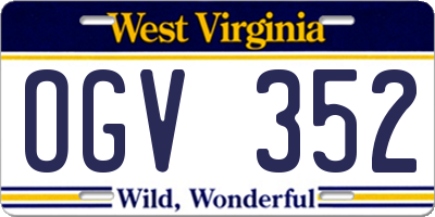 WV license plate OGV352